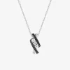 Collier argent 925‰ rhodié, oxydes de zirconium noirs et trilogie oxydes blancs SO OR