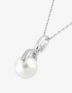 Collier argent 925‰ rhodié, perle 10 mm et oxydes de zirconium SO OR