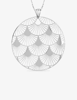 Collier Art déco or blanc 750‰ motif cercle SO OR