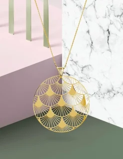 Collier Art déco or jaune 750‰ motif cercle SO OR