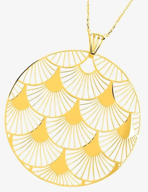 Collier Art déco or jaune 750‰ motif cercle SO OR