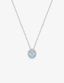 Collier avec oxyde de zirconium bleu en argent 925‰ rhodié SO OR