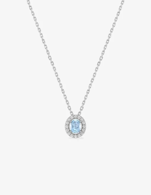 Collier avec oxyde de zirconium bleu en argent 925‰ rhodié SO OR