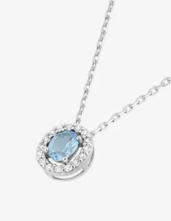 Collier avec oxyde de zirconium bleu en argent 925‰ rhodié SO OR