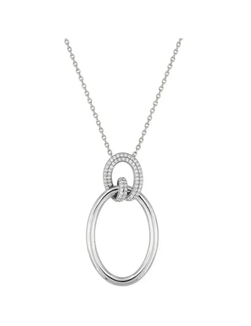 Collier avec pendentif ronds en argent 925 ‰ rhodié et oxydes de zirconium SO OR