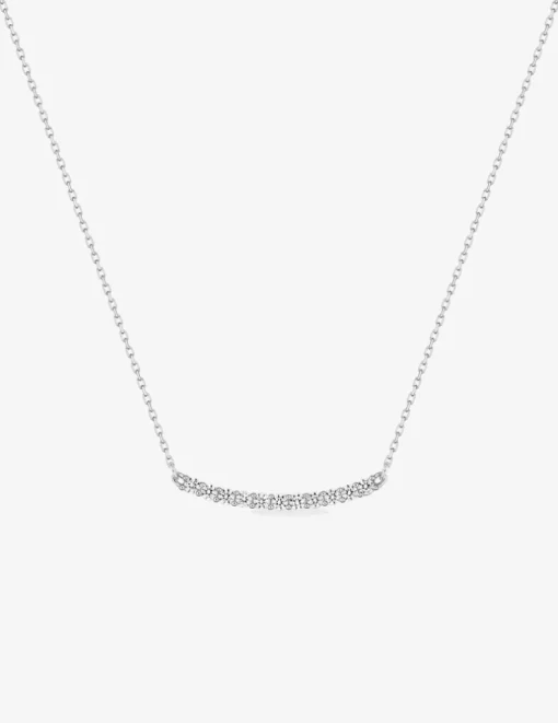 Collier barette en or blanc 375 ‰ et oxydes de zirconium sertis griffes SO OR