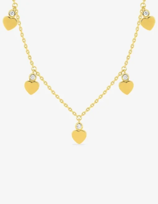 Collier breloques cœur plaqué or et oxydes de zirconium SO OR