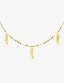 Collier breloques plume acier doré SO OR