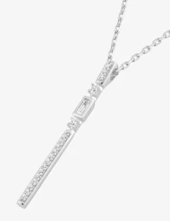 Collier bâton argent 925‰ rhodié et oxydes de zirconium SO OR