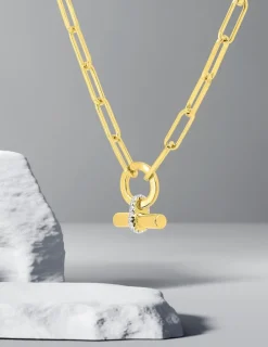 Collier bâtonnet Plaqué or & oxydes de zirconium SO OR