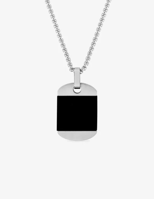 Collier CARGO plaque G.I acier et agate SO OR