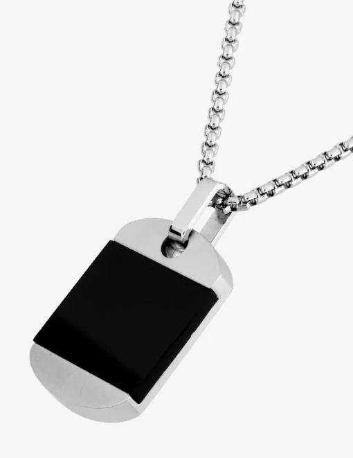 Collier CARGO plaque G.I acier et agate SO OR