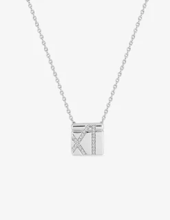 Collier carré Argent 925‰ rhodié & oxydes de zirconium SO OR