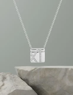Collier carré Argent 925‰ rhodié & oxydes de zirconium SO OR