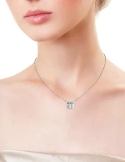 Collier carré Argent 925‰ rhodié & oxydes de zirconium SO OR