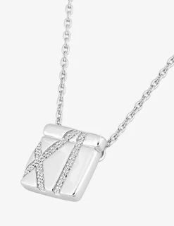 Collier carré Argent 925‰ rhodié & oxydes de zirconium SO OR