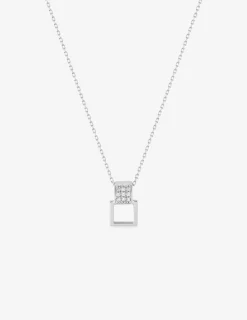 Collier carré or blanc 750‰ et oxydes de zirconium SO OR