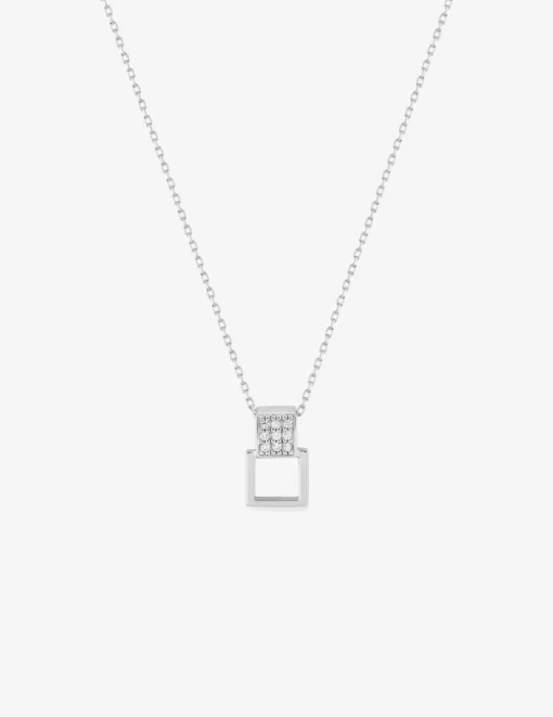 Collier carré or blanc 750‰ et oxydes de zirconium SO OR