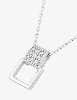 Collier carré or blanc 750‰ et oxydes de zirconium SO OR