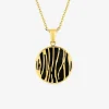 Collier cercle acier doré et émail noir SO OR