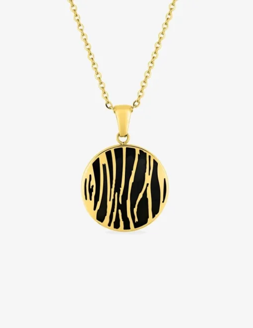 Collier cercle acier doré et émail noir SO OR