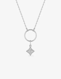 Collier cercle argent 925‰ rhodié et losange oxydes de zirconium SO OR