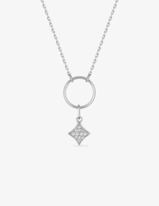 Collier cercle argent 925‰ rhodié et losange oxydes de zirconium SO OR