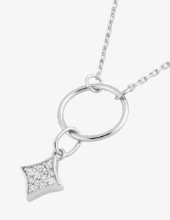 Collier cercle argent 925‰ rhodié et losange oxydes de zirconium SO OR