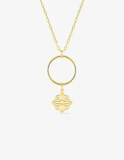 Collier cercle et fleur or jaune 375‰ SO OR