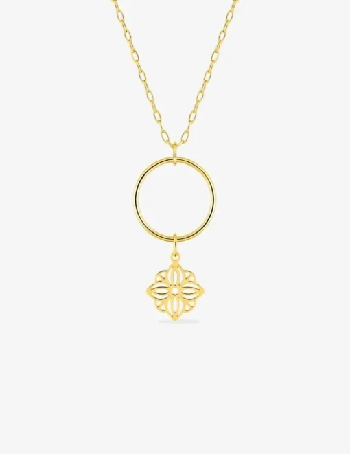 Collier cercle et fleur or jaune 375‰ SO OR