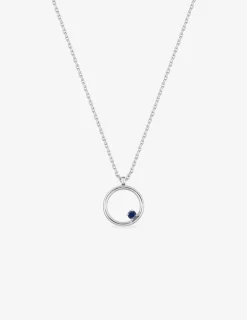 Collier cercle or blanc 750‰ et saphir SO OR
