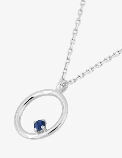 Collier cercle or blanc 750‰ et saphir SO OR