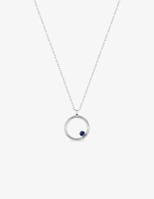 Collier cercle or blanc 375‰ et saphir SO OR