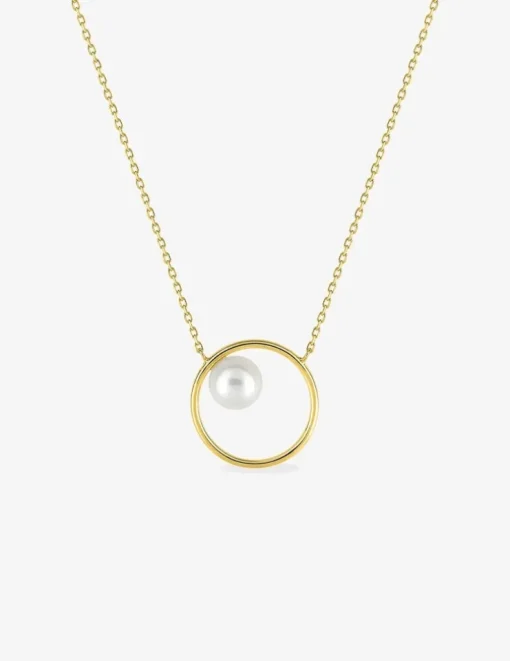 Collier cercle or jaune 375‰ et perle 6 mm SO OR