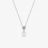 Collier cercle oxydes de zirconium et perle argent 925‰ rhodié SO OR