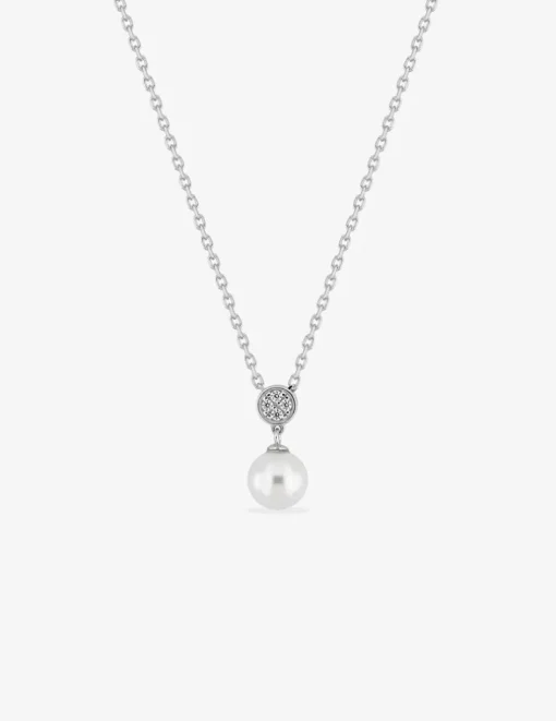 Collier cercle oxydes de zirconium et perle argent 925‰ rhodié SO OR