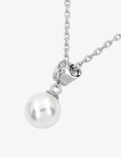 Collier cercle oxydes de zirconium et perle argent 925‰ rhodié SO OR