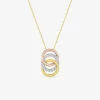Collier cercles tricolores et oxydes de zirconium en or jaune 375 ‰ SO OR