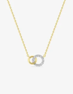 Collier chaîne forçat cercle plaqué or 5 mm + cercle rhodium et oxydes de zirconium 8 mm entrelacés SO OR