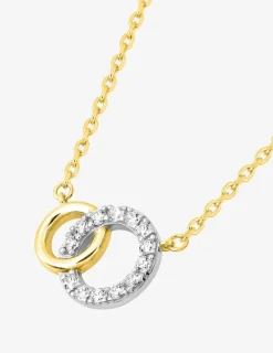 Collier chaîne forçat cercle plaqué or 5 mm + cercle rhodium et oxydes de zirconium 8 mm entrelacés SO OR