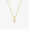 Collier chaîne forçat courbes bicolores plaqué or, rhodium et oxyde de zirconium SO OR