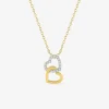 Collier chaîne forçat cœur plaqué or + cœur rhodium et oxydes de zirconium entrelacés SO OR