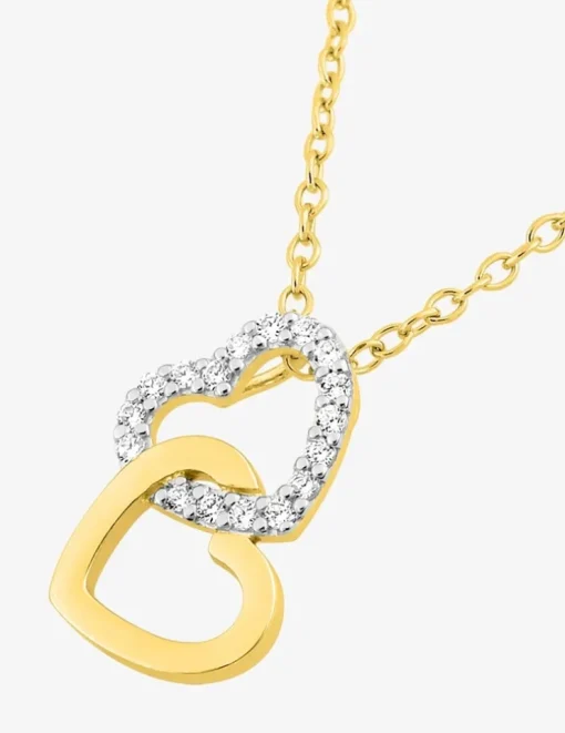 Collier chaîne forçat cœur plaqué or + cœur rhodium et oxydes de zirconium entrelacés SO OR