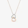 Collier chaîne forçat cœur plaqué or rose + cœur rhodium et oxydes de zirconium entrelacés SO OR