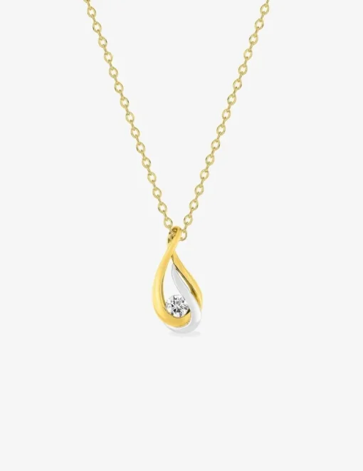 Collier chaîne forçat goutte bicolore plaqué or, rhodium et oxyde de zirconium SO OR