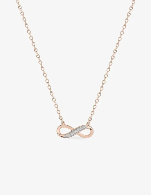 Collier chaîne forçat motif infini plaqué or rose, rhodium et oxydes de zirconium SO OR