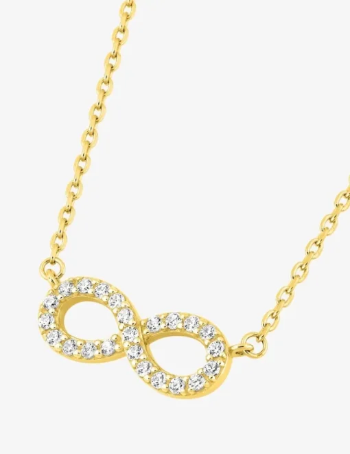 Collier chaîne forçat motif infini plaqué or, rhodium et pavage oxydes de zirconium SO OR