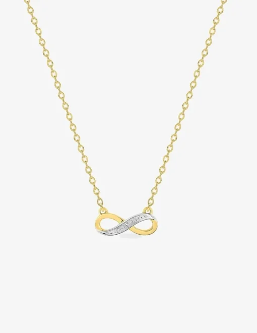 Collier chaîne forçat motif infini plaqué or, rhodium et oxydes de zirconium SO OR