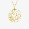 Collier chaîne forçat motif arbre de vie plaqué or et oxydes de zirconium sur rhodium SO OR