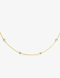 Collier chaîne forçat plaqué or et 12 oxydes de zirconium 3 mm sertis clos SO OR